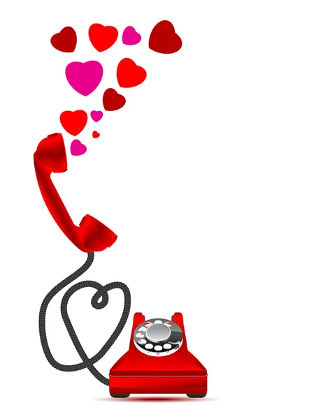 retro telefonla kırmızı Kalpler