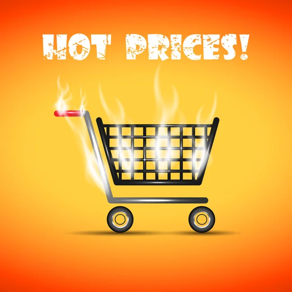 Carro caliente de la compra — Vector de stock