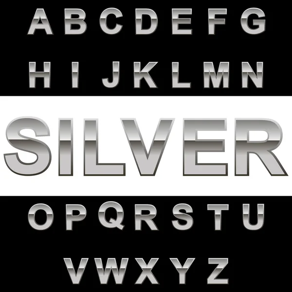 Clean metal alphabet — Stock Vector