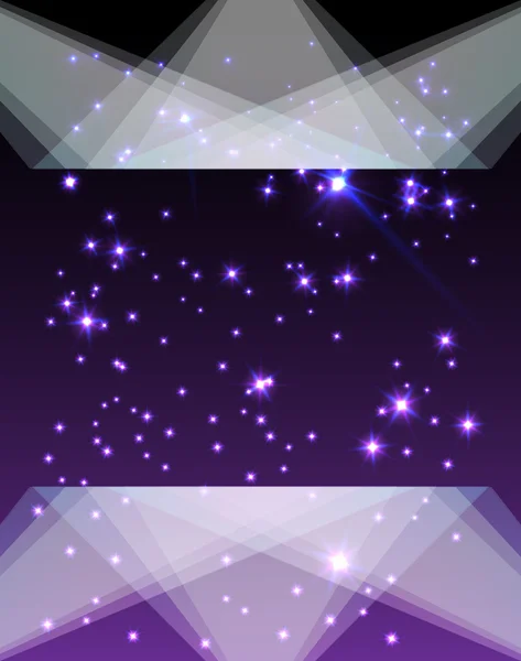 Fondo estrellado púrpura con iluminación — Vector de stock