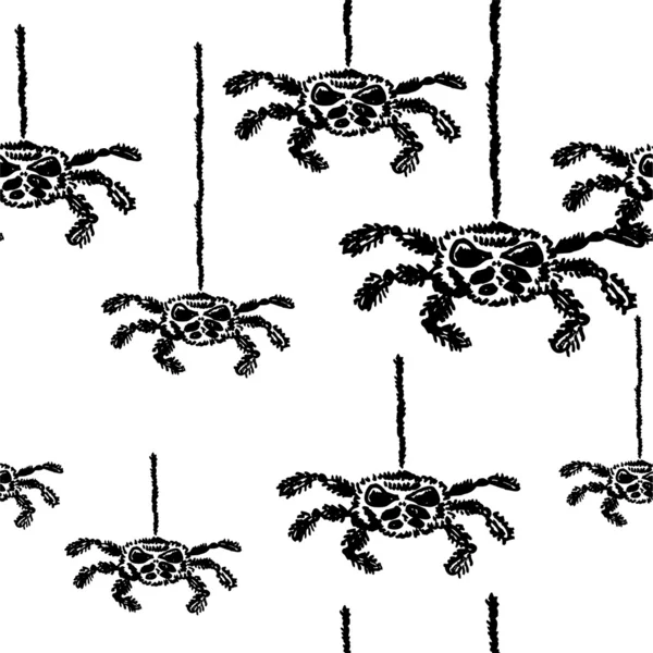 Скетч-пауки в паутине — стоковый вектор