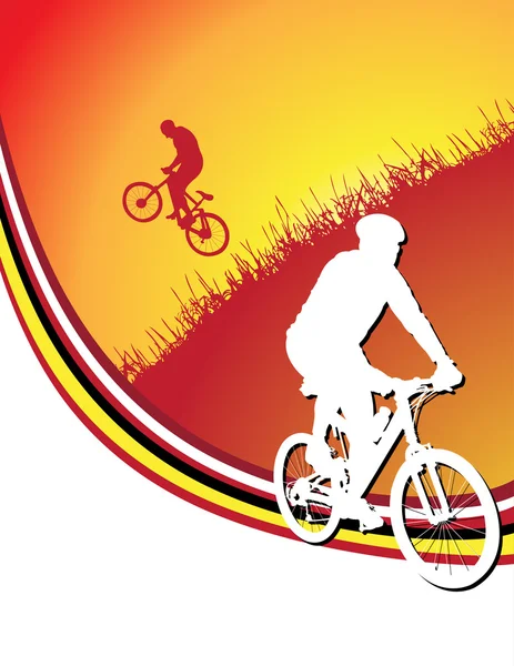 自転車フレーム、日没 — ストックベクタ