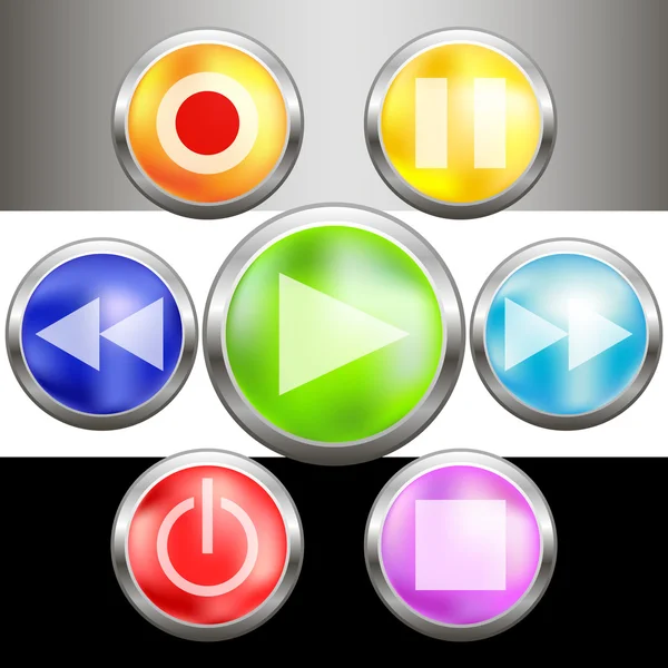 Colorful metal buttons set — Stock Vector