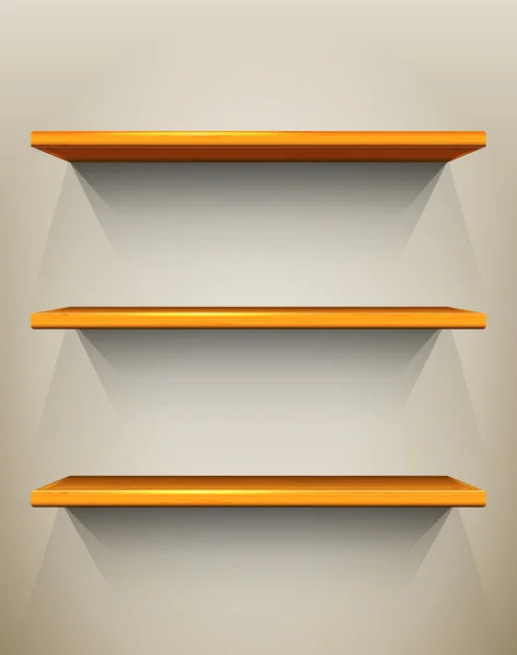 ahşap raflar, sergiler için yer ile