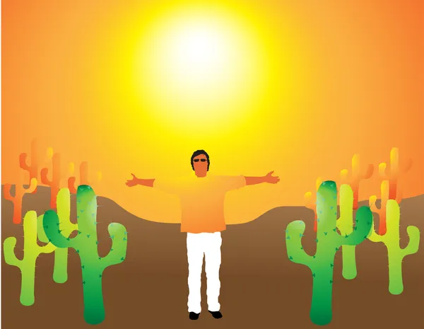 Man in mexico desert — Stock Vector