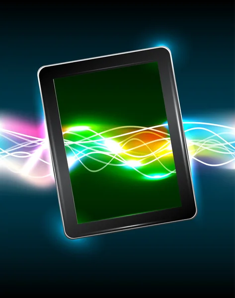 Tablette pc avec lumière vive magique — Image vectorielle