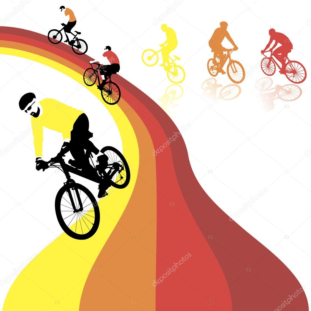 Three bicyclists riding the rainbow