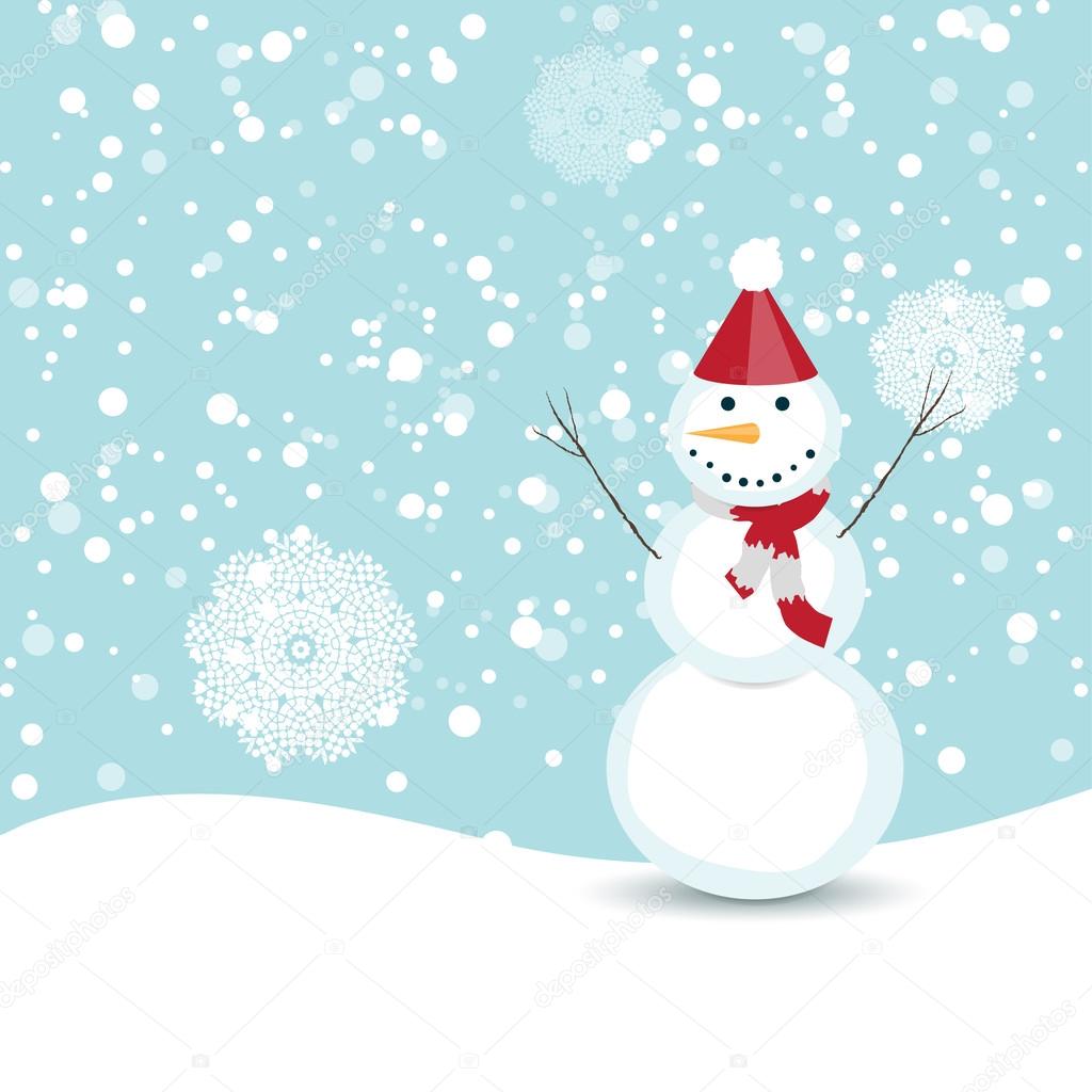 Download Winter scene, happy snowman — Stock Vector © 1001_holiday #43310725