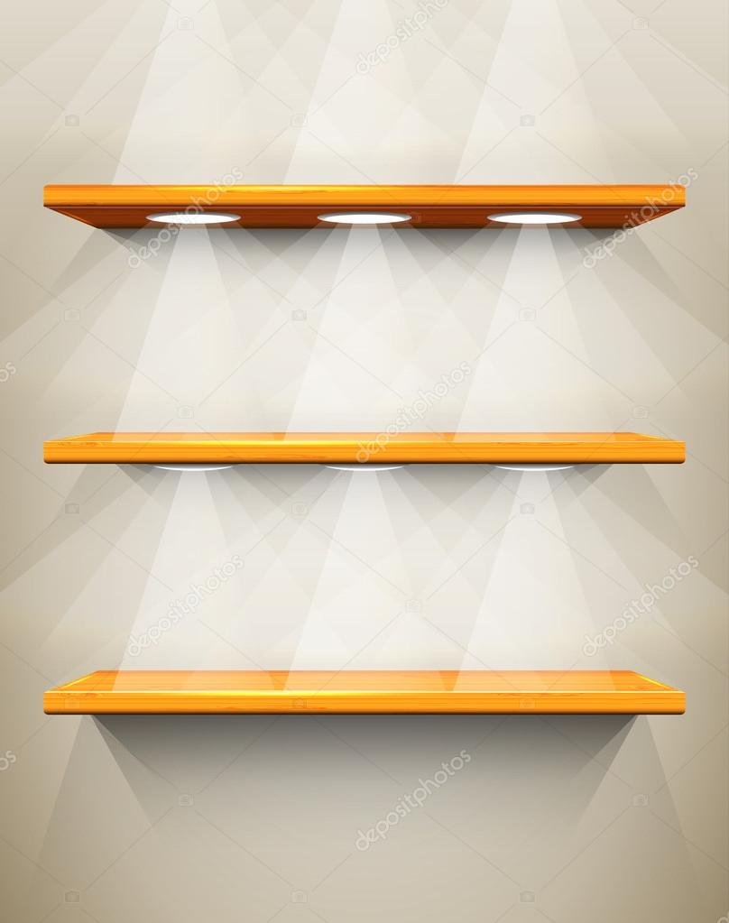 Wooden shelves with place for your exhibits