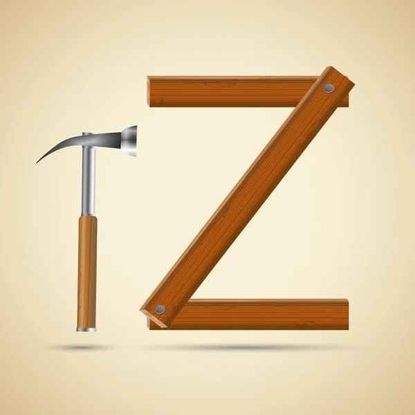 Dřevěná abeceda, dopis z a kladivo — Stockový vektor