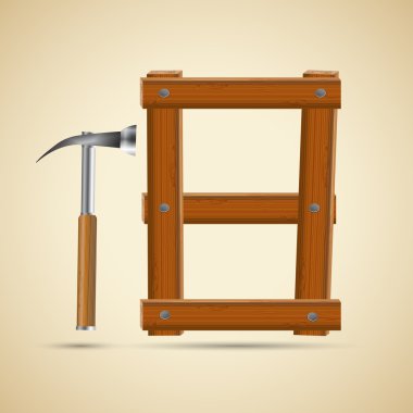 ahşap alfabe, sayı 8 ve çekiç