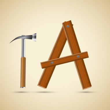 ahşap alfabe, mektup bir çekiç ve