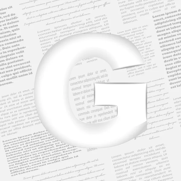 Vektor-Buchstabe g auf nahtlosem Zeitungshintergrund — Stockvektor