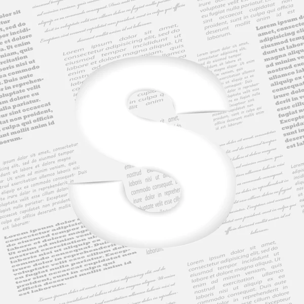 Vektorbuchstabe s auf nahtlosem Zeitungshintergrund — Stockvektor