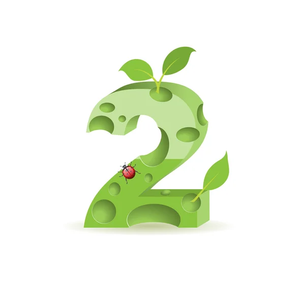 Vector ecological alphabet, number 2 — Stock Vector