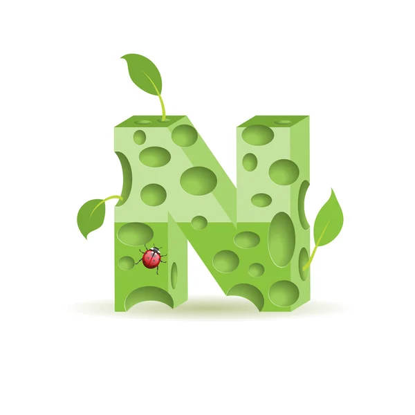 Vector ecology alphabet, letter N — Stock Vector