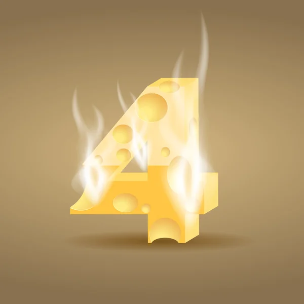 Figura 4 fatta di formaggio caldo — Vettoriale Stock