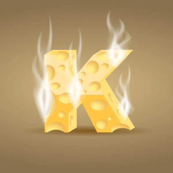 Letter K made of hot cheese — Stock Vector