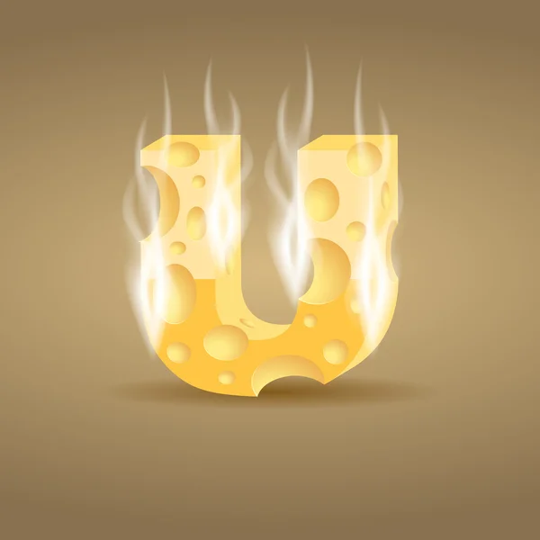 Letter U made of hot cheese — Stock Vector