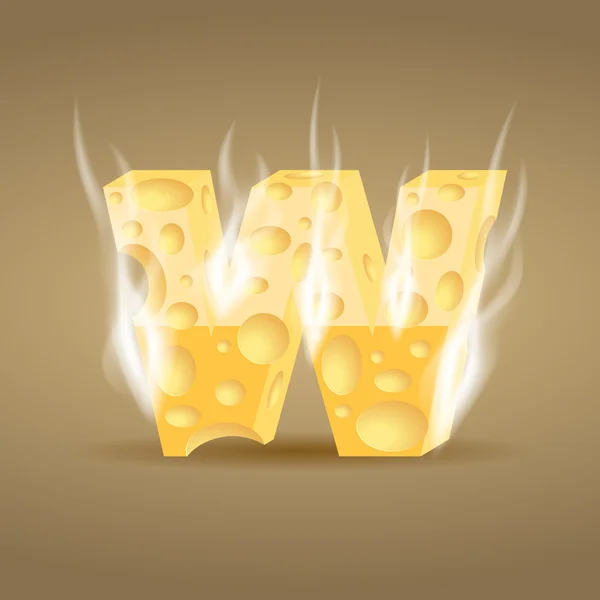 편지 w 만든 뜨거운 치즈 — 스톡 벡터