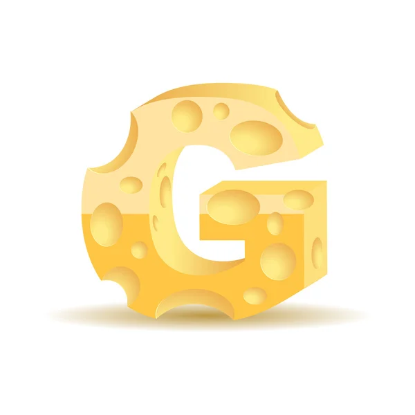 Carta G feita de queijo — Vetor de Stock