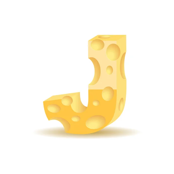 Brief j gemaakt van kaas — Stockvector