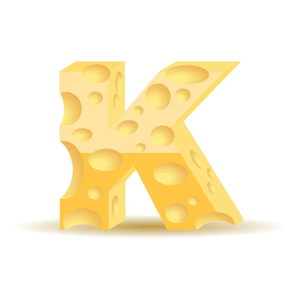Letter K made of cheese — Stock Vector