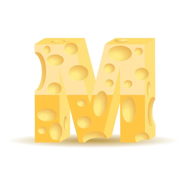 Letter M  made of cheese — Stock Vector