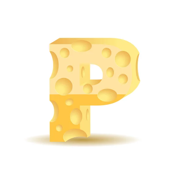 Lettre P en fromage — Image vectorielle