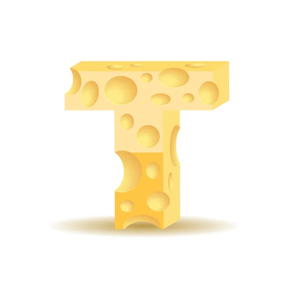 Letter T made of cheese — Stock Vector