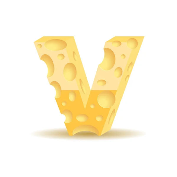 奶酪做的字母 v — 图库矢量图片