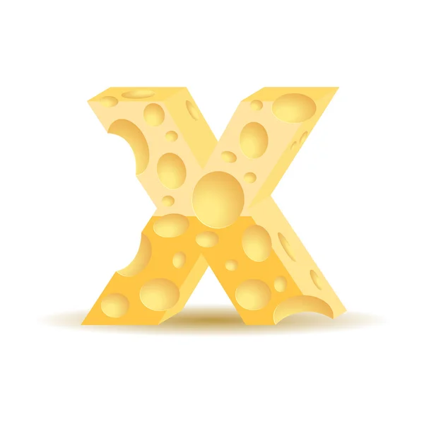 Letter X made of cheese — Stock Vector