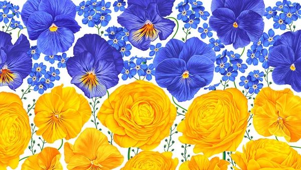 Sta Met Oekraïne Vector Bloemen Achtergrond Kleuren Van Vlag Van — Stockvector