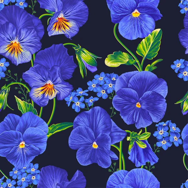 Vector Bloemenpatroon Met Blauwe Bloemen Voor Productontwerp Cosmetica Wenskaarten Cadeauverpakking — Stockvector