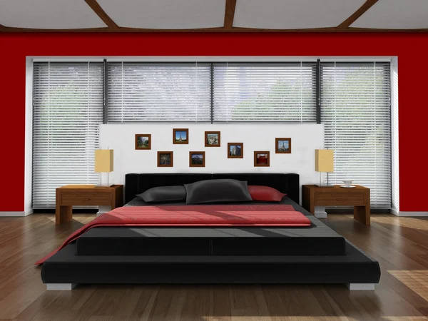 Rotes Schlafzimmer — Stockfoto