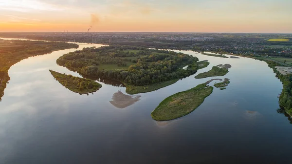 Вид Повітря Річку Вісла Заході Сонця — стокове фото