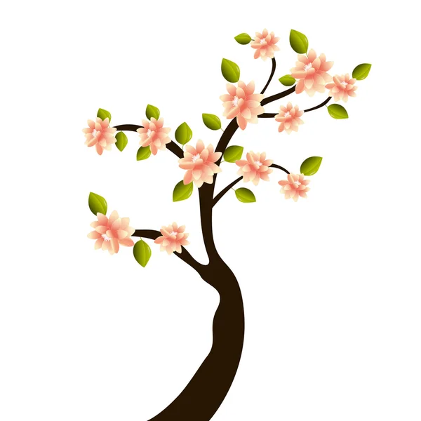 Copac stilizat cu flori  . — Vector de stoc