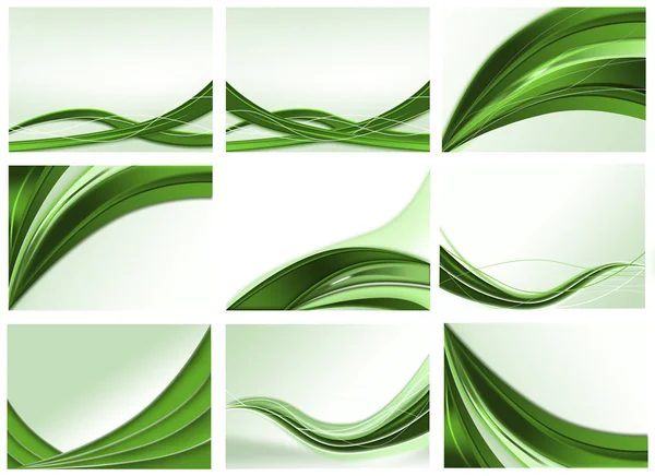 Conjunto de abstrato verde fundos vetor . —  Vetores de Stock