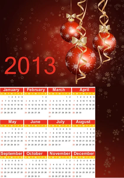 Christmas 2013 Calendar. — Stock Vector