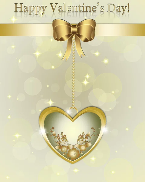 Arany Valentin ajándék kártya. — Stock Vector