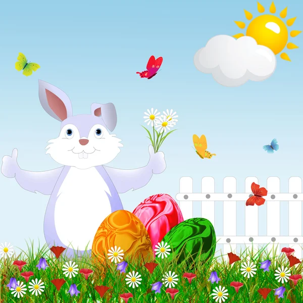 Cartoon happy rabbit for Easter . — Stok fotoğraf