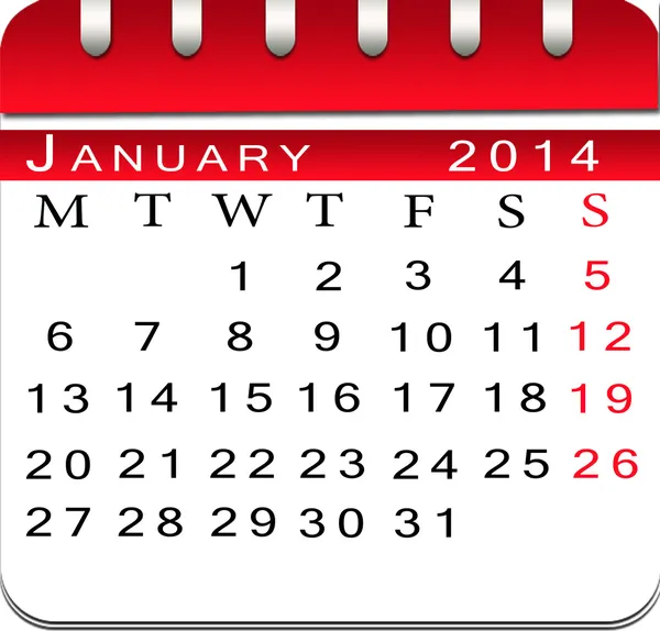 Calendar gol ianuarie 2014 . — Fotografie, imagine de stoc