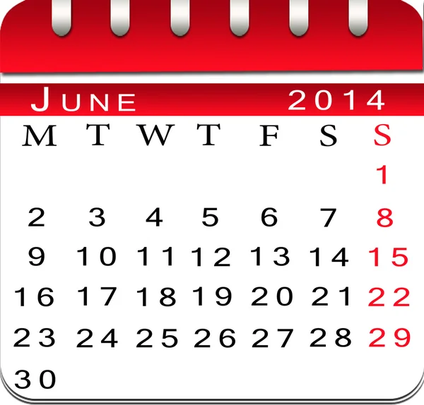 Prázdný kalendář červen 2014. — Stock fotografie