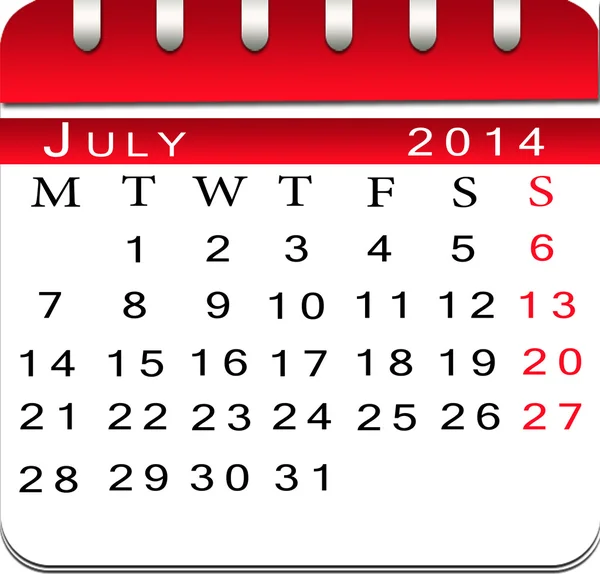 Prázdný kalendář července 2014. — Stock fotografie