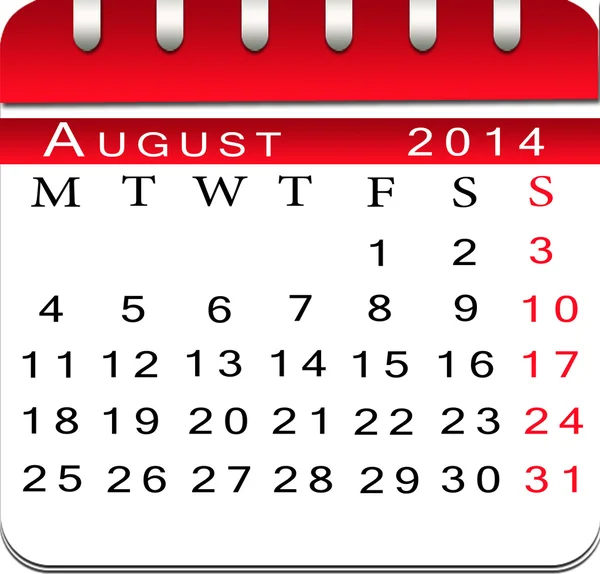 Prázdný kalendář srpen 2014. — Stock fotografie