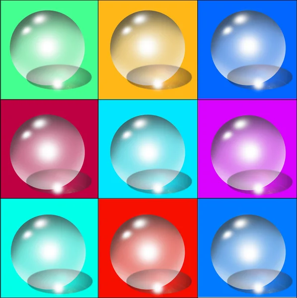 Conjunto de burbujas transparentes de colores . — Vector de stock