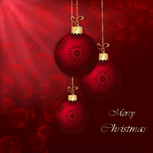 Kırmızı soyut arka plan üzerinde Noel topları .