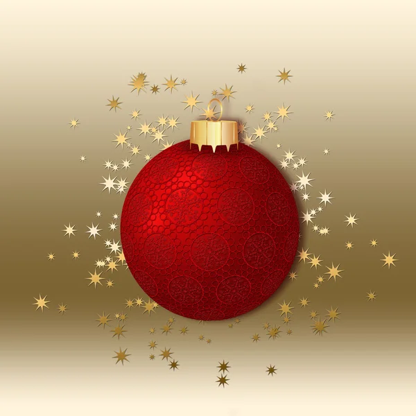 Boule de Noël décorée rouge . — Image vectorielle