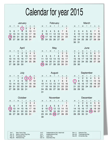Simple 2015 Calendar. — Stock Photo, Image