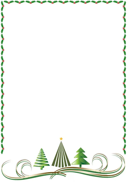 Рождественская Граница Листьями Падуба Бесплатное Место Текста — стоковое фото